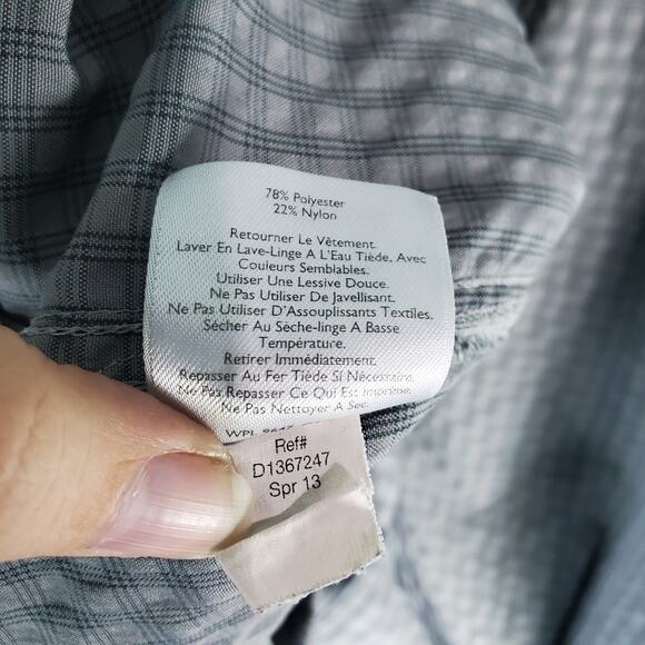 Eddie Bauer Men's Gray Plaid Button Up SS Shirt Size XL Tall Zipper Pocket - Picture 6 of 6